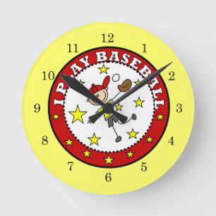 Junge, ich spiele Baseball-T-Shirts und Geschenke Runde Wanduhr