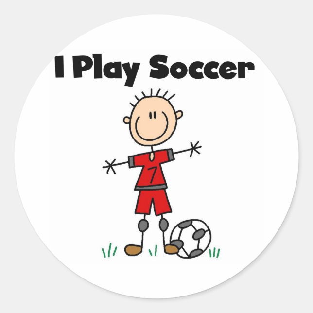 Junge ich spiele Fußball Runder Aufkleber (Vorderseite)