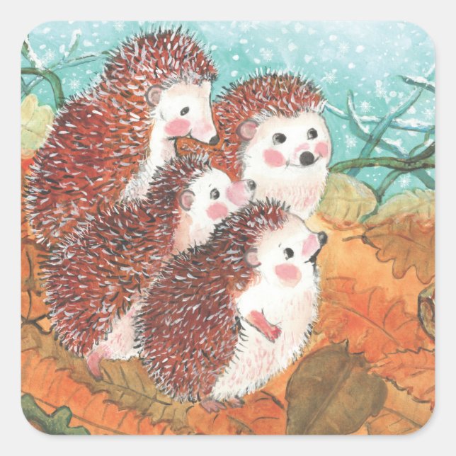 Junge Igel Quadratischer Aufkleber (Vorderseite)