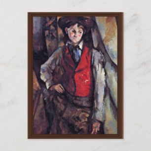 Junge in einem roten Waistcoat von Paul Cézanne Postkarte