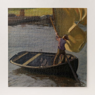 Junge in einem Sailboat am Fluss (von Magnus Encke