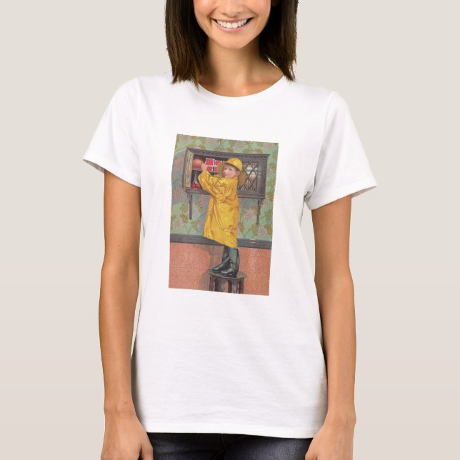 Junge in Raincoat T-Shirt (Vorderseite)