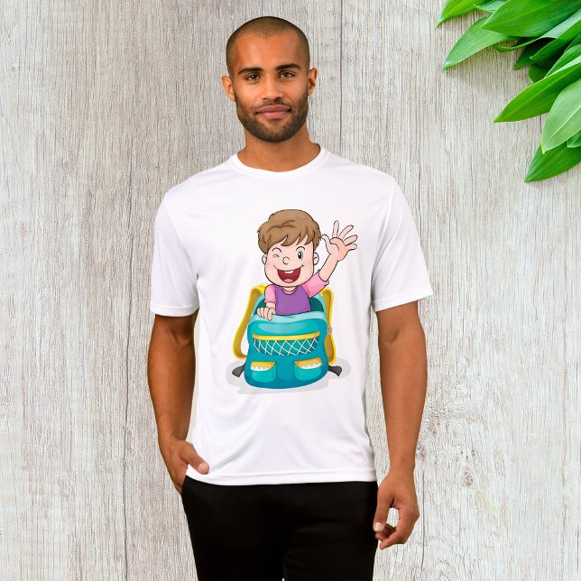Junge in Rucksack Wave Fun School Kind T-Shirt (Von Creator hochgeladen)
