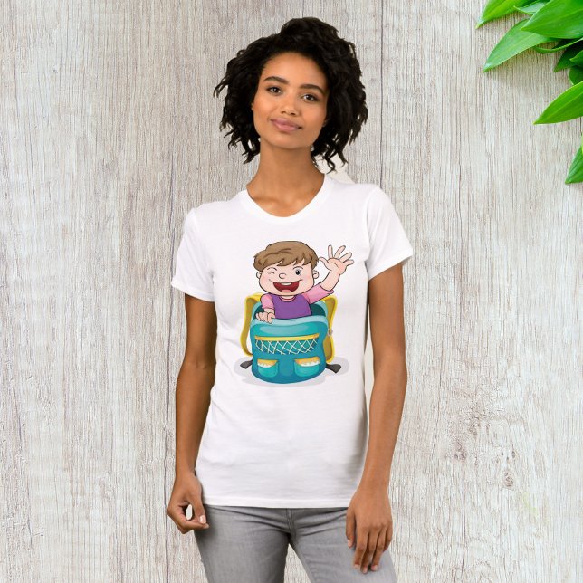Junge in Rucksack Wave Fun School Kind T-Shirt (Von Creator hochgeladen)