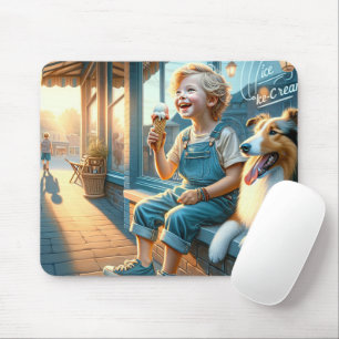 Junge isst Eiscreme Cone Mousepad