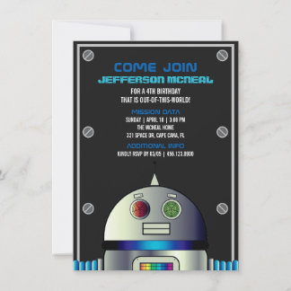 Junge JA AGE Space ROBOT BIRTHDAY Science Party Einladung