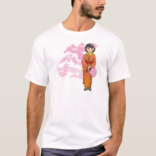 Junge japanische Mädchen mit Kirschblüten T-Shirt