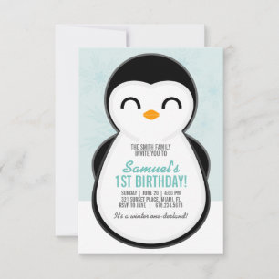 Junge JEDES ALTER Winter PENGUIN GEBURTSTAG niedli Einladung