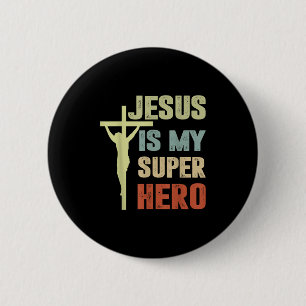 Junge Jesus ist mein Superheld Christlicher Gott S Button