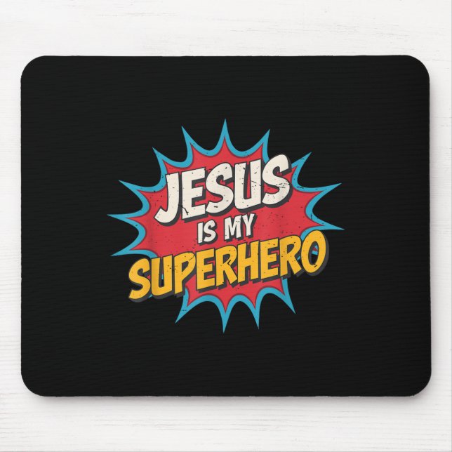 Junge Jesus ist mein Superheld Christlicher Gott S Mousepad (Vorne)