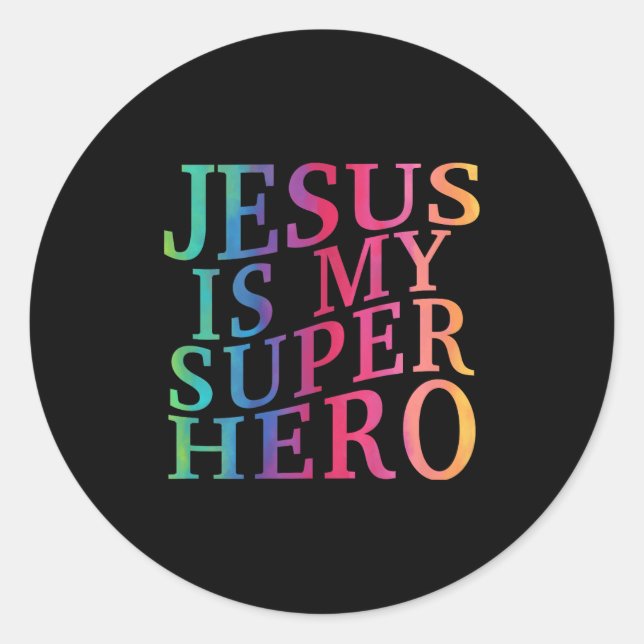Junge Jesus ist mein Superheld Christlicher Gott S Runder Aufkleber (Vorderseite)
