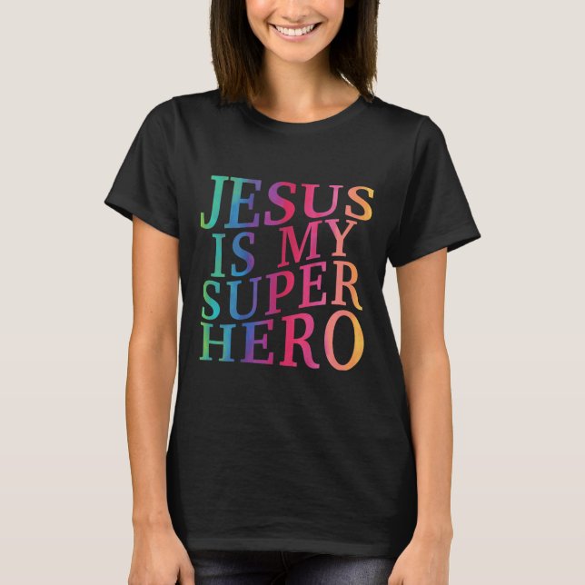 Junge Jesus ist mein Superheld Christlicher Gott S T-Shirt (Vorderseite)