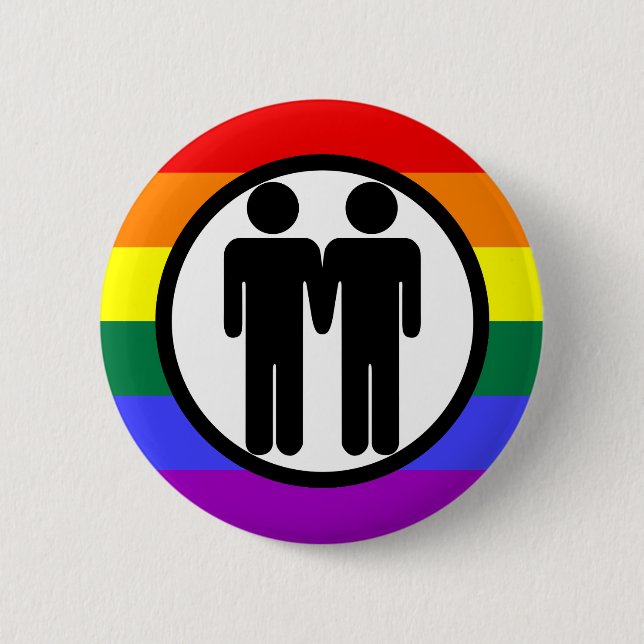 Junge + Jungen-Regenbogen-Knopf Button (Vorderseite)