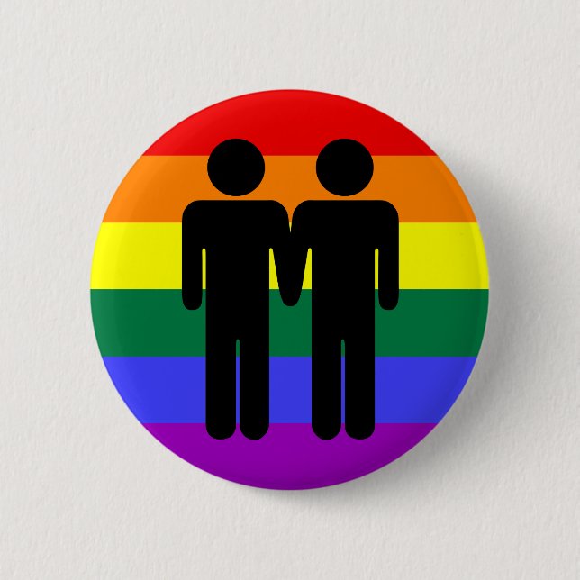 Junge + Jungen-Regenbogen-Knopf Button (Vorderseite)