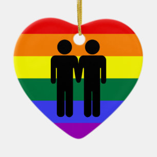 Junge + Jungen-Regenbogen-Verzierung Keramik Ornament
