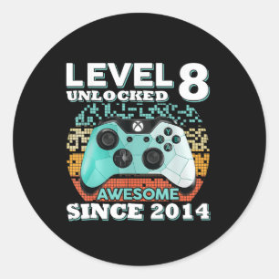 Junge Jungs, Jungs, Stufe 8 Unverriegelter Gamer Runder Aufkleber