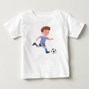 Junge kickt Fußball – Aktive Kinderfußballbekleidu Baby T-shirt