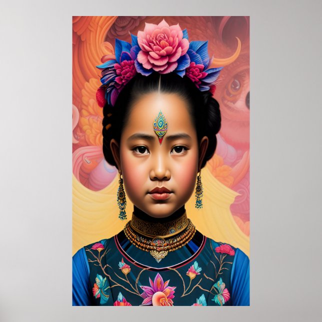 Junge kleine Prinzessin-Portrait Poster (Vorne)