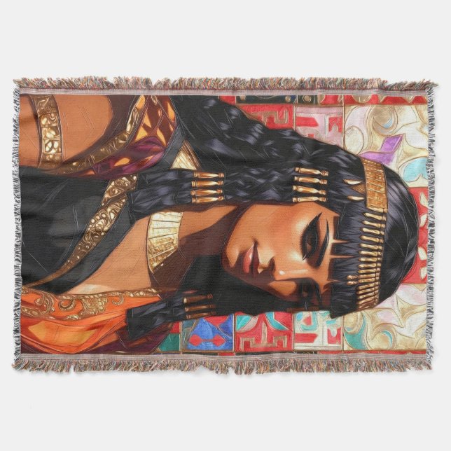 Junge Königin Cleopatra Farbige Porträtkunst Decke (Vorderseite)