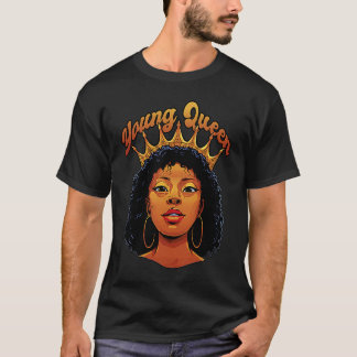 Junge Königin Schwarze Geschichte Monat Afroamerik T-Shirt