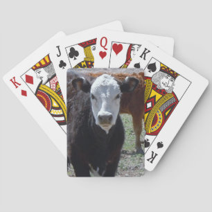 Junge Kuh Schwarz-Weiß-Gesicht Western Spielkarten
