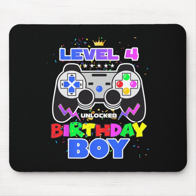 Junge Level 4 Unlock Video Game 4. Geburtstag Game Mousepad (Vorne)