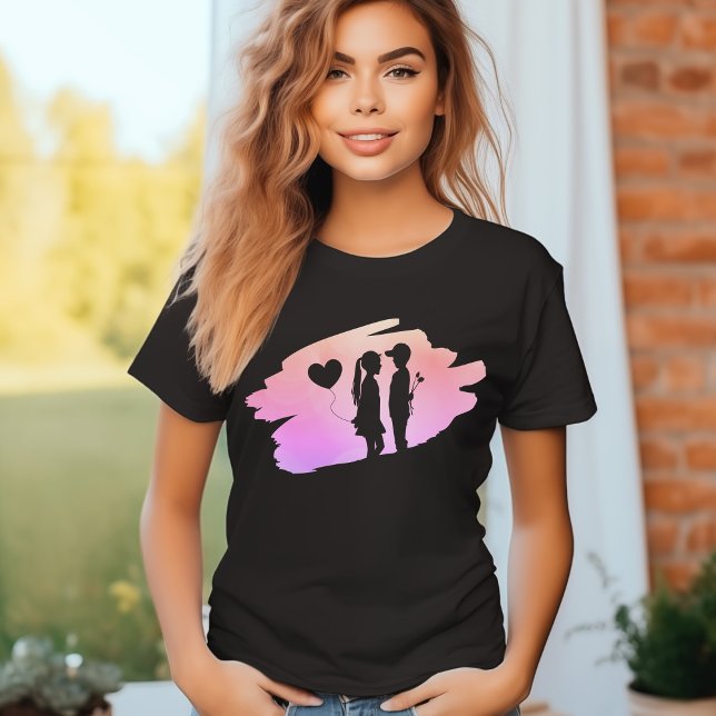 Junge Liebe Mädchen und Junge Silhouette T - Shirt (Von Creator hochgeladen)