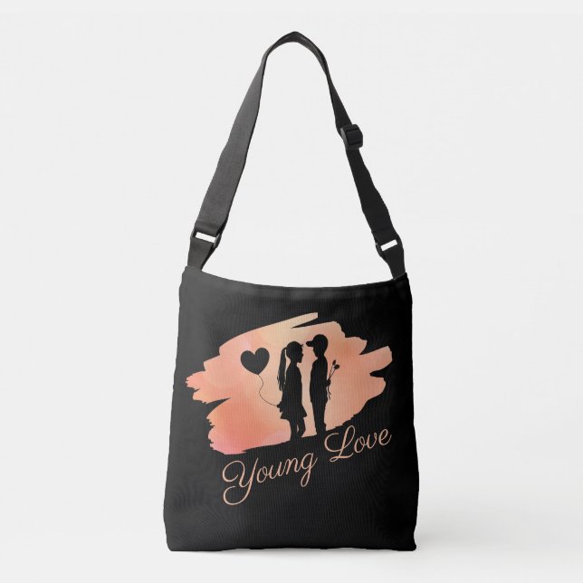 Junge Liebe Valentinin's Couple-Silhouette Tragetaschen Mit Langen Trägern (Vorderseite)
