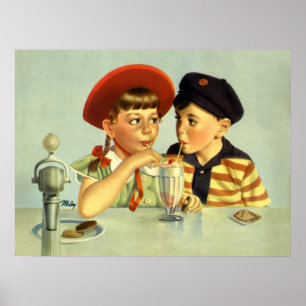 Junge Liebhaber Vintage Illustration Poster