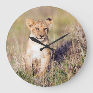 Junge Löwe Große Wanduhr