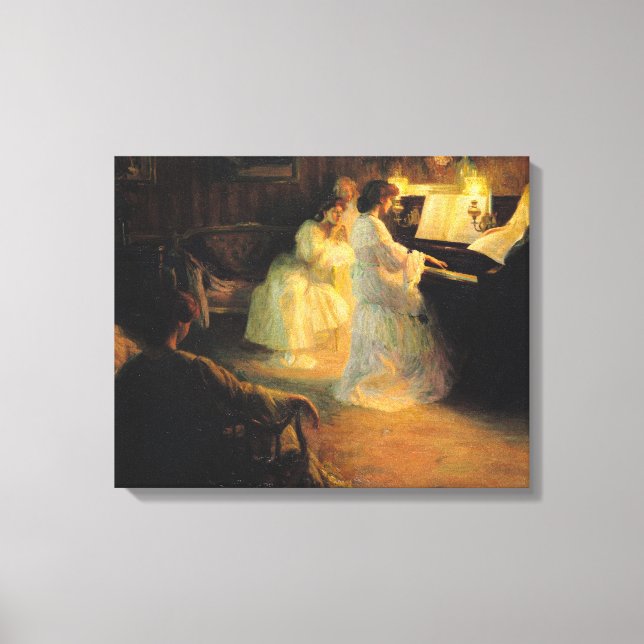 Junge Mädchen am Klavier, 1906 Leinwanddruck (Vorderseite)