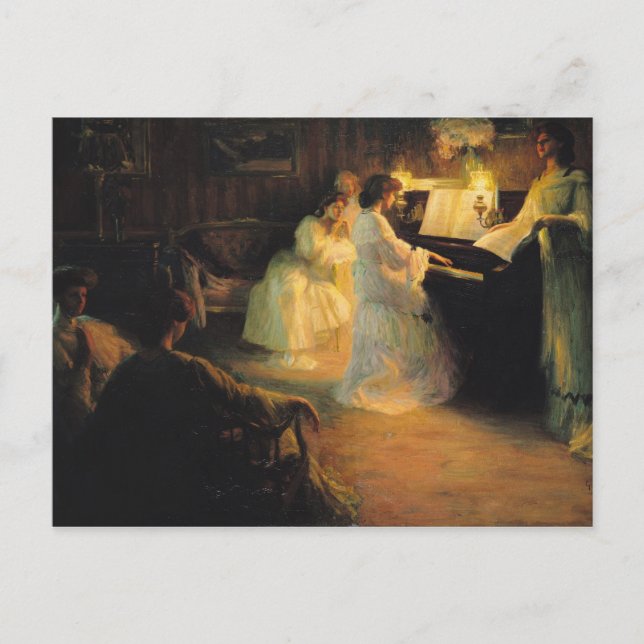 Junge Mädchen am Klavier, 1906 Postkarte (Vorderseite)
