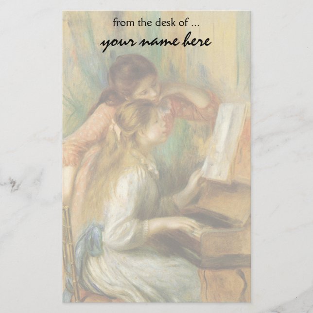 Junge Mädchen am Klavier durch Pierre Renoir Briefpapier (Vorderseite)