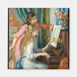 Junge Mädchen am Klavier von Pierre-Auguste Renoir Magnet