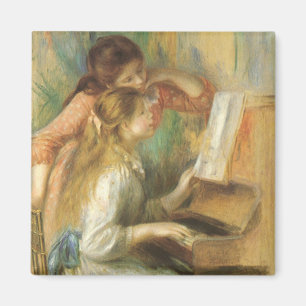 Junge Mädchen am Klavier von Pierre Renoir Magnet