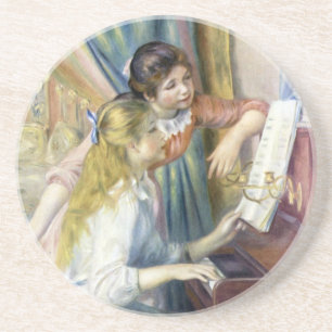 Junge Mädchen am Klavier von Pierre Renoir Sandstein Untersetzer