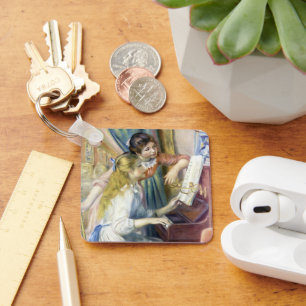 Junge Mädchen am Klavier von Pierre Renoir Schlüsselanhänger