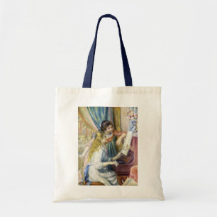 Junge Mädchen am Klavier von Pierre Renoir Tragetasche