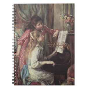 Junge Mädchen am Piano von Pierre Renoir Notizblock