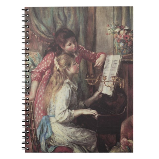Junge Mädchen am Piano von Pierre Renoir Notizblock (Vorderseite)