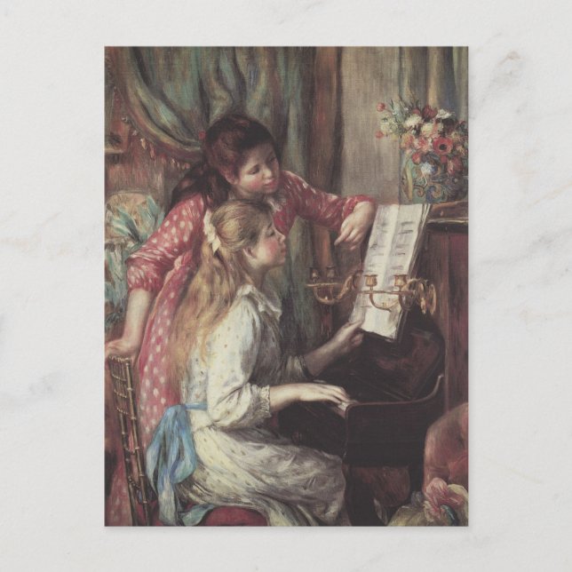 Junge Mädchen am Piano von Pierre Renoir Postkarte (Vorderseite)