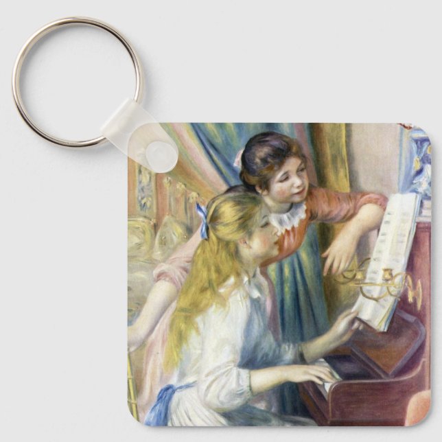 Junge Mädchen am Piano von Pierre Renoir Schlüsselanhänger (Vorderseite)