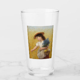 Junge Mädchen auf einem Weizenfeld Glas