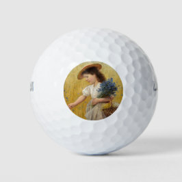 Junge Mädchen auf einem Weizenfeld Golfball