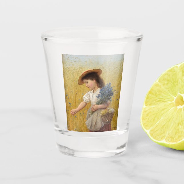 Junge Mädchen auf einem Weizenfeld Schnapsglas (Vorderseite)