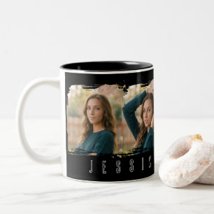Junge Mädchen Collage-Typografie Zweifarbige Tasse