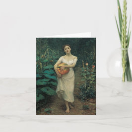 Junge Mädchen, die einen Pumpkin tragen Karte