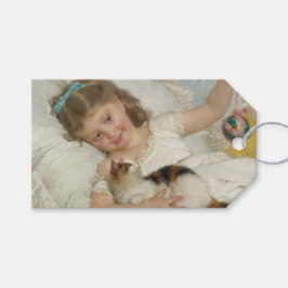 Junge Mädchen, die mit ihrer Hauskatze spielen (Ém Geschenkanhänger