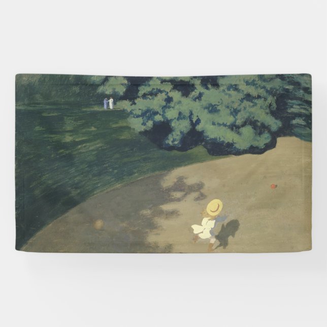 Junge Mädchen, die nach einem Roten Ball laufen (K Banner (Horizontal)