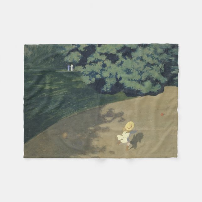 Junge Mädchen, die nach einem Roten Ball laufen (K Fleecedecke (Vorderseite (Horizontal))